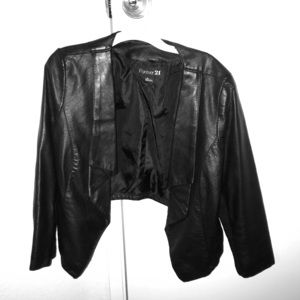 F21 Cropped Faux Leather Jacket